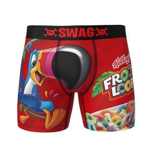 Froot Loops Men's Swag Kellogg's Orange Underwear Boxer Briefs, Medium